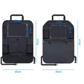 URAQT Car Organiser, Car Back Seat Organizer for Kids, Waterproof Kids Kick Mats Back Seat Protector with Tablet Holder, Kids Toy Storage with Multi Pockets, Car Accessories for Family Trip (2 pc)