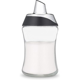 J&M DESIGN Sugar Dispenser with Pour Spout Lid Sugar Container Shaker Coffee Bar Accessories Organizer Essentials Powdered Creamer Baking Supplies 7.5oz Glass Jar Pourer Sugar Bowl Salt Dish Holder