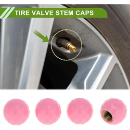 Tapones decorativos para válvula de neumático, estilo bola brillante, color rosa, 7 x 18 mm, plástico, cobre, 4 unidades