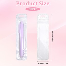 50Pcs Pen Packaging Bags, 1.77 X 7.28 Inch Clear Beadable Pen Bags Resealable Zipper Storage Pouch for Lipgloss, Jewelry, Cosmetic, Pens, Keychain
