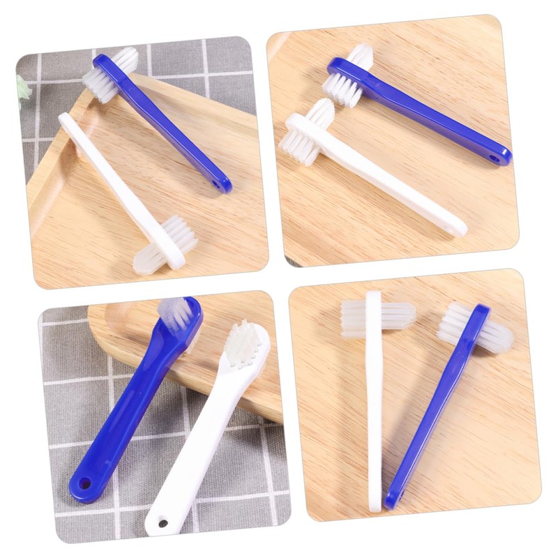 MERRYHAPY 4pcs Double- Cleaning Toothbrushes Portable Ergonomic and Shine Material