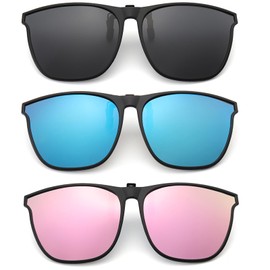 MOAZIFI 3 Stück Sonnenbrillen Aufsatz Brille Zum Aufstecken, Sonnenbrille Über Normale Brille, Clip On Sonnenbrille, Sonnenbrillen Clip Für Brille, Sonnenbrille Zum Aufstecken, Für Brillenträger