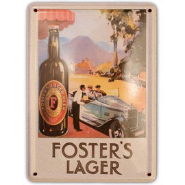 FOSTERS AUTO Small Nostalgic Vintage Metal Tin Pub Sign