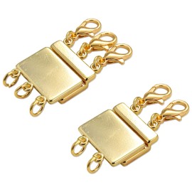 Magnetic Jewelry Clasps, 2 Pcs Gold Layered Necklace Clasps for Layering Jewelry Crafts, DIY Jewelry Making (2 Strands and 3 Strands)