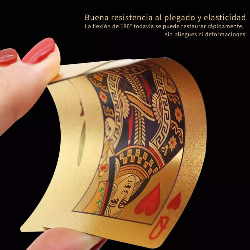 Show Me Baraja Naipes Impermeable Lámina Oro Y Plateado