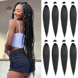 Xtrend 30 Inch EZ Braids 8 Packs Ombre Bungundy Pre-Stretched Simple Braiding Hair Extensions Itch-free Hot Water Setting Synthetic Fibre Hair Extensions 1B900#