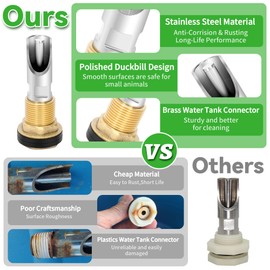 awliye 5 Pcs Pig Waterer Nipples, Stainless Steel Automatic Pig Nipple Waterer Hog Water Drinker Feeder with Brass Water Tank Connector, Drill Bit and 10 M Tape, for Hog Piglets Goat