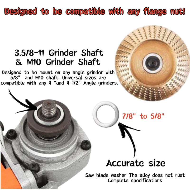5pcs Wood Carving Disc, 4" and 4 1/2" Angle Grinder