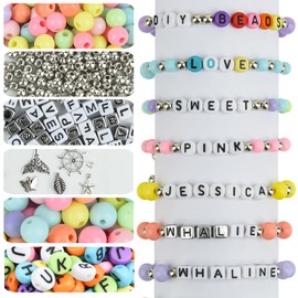 WuikerDuo DIY Beads Set, Letter Beads for Children, Jewellery Bracelet, Necklaces, String Making Kit, Bracelets Art Craft Kit for Girls Children