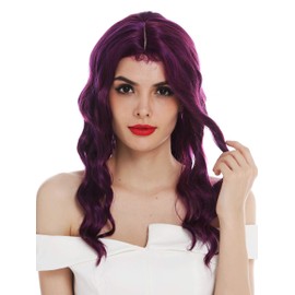 WIG ME UP - VK-9-PU2155 wig women's wig long wavy middle parting with hair line purple red highlights