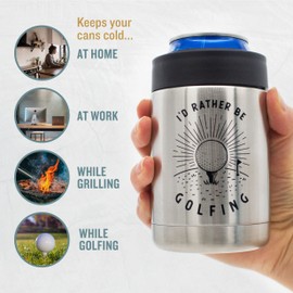 Magic Pine I'd Rather Be Golfing Insulated Stainless Steel Single Can Cooler