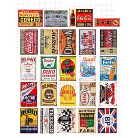 23 Vintage Garage Vinyl Stickers – 1:24 Scale Diorama Gas Station Decor Pack