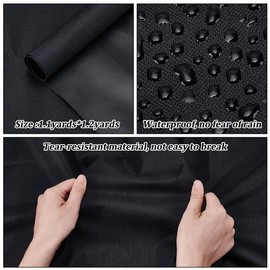 INFUNLY Canvas Waterproof Marine Fabric 59" Wide 600D Canvas Awning Fabrics Black PVC Coating Ripstop Cordura Fabric for Indoor Outdoor Sunbrella Boat Tent Cushion DIY Project
