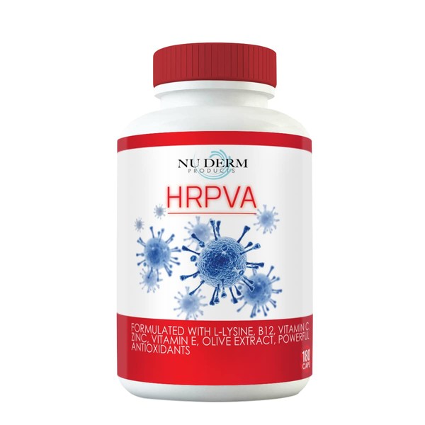 HRPVA Cold Sore Clear Skin Immune Support Supplements Vitamins Canker Sore Treatment L-lysine Olive Leaf, Pancreatin, B12 Vitamin C, B-Complex, Prunella Vulgaris, Vitamin E, ECHI