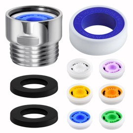 LEONTOOL 7 Shower Flow Reducer Limiter Set, Water Saver Adapter Set 1/2 Inch Shower Head Flow Restrictor Pressure Reducer for Fixed and Handheld Showers Heads, 1.2/1.5/1.8/2.0/2.2/2.5 GPM