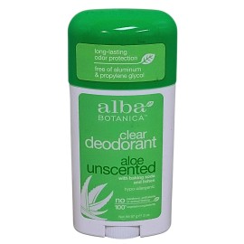 Desodorante en barra de aloe transparente sin aluminio Alba Botanica sin perfume 2 oz (57 g)