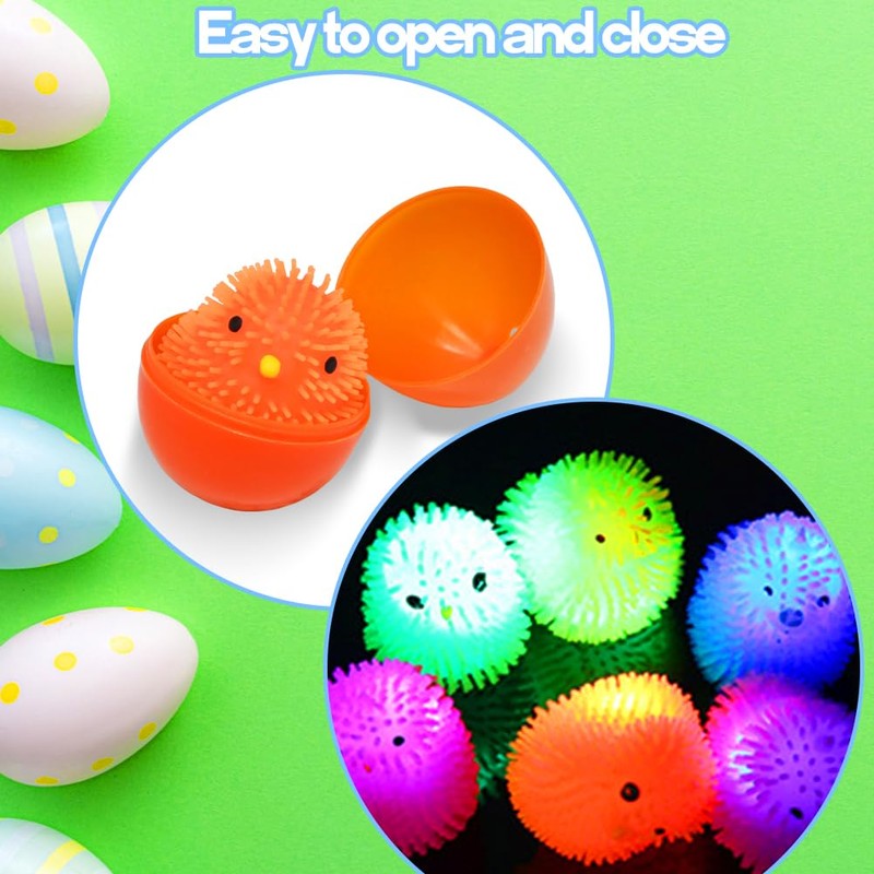 LUKBERA 12pcs Easter Eggs Filled Chick Puffer Balls for Easter