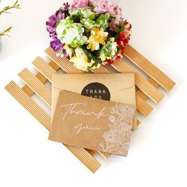 Huipalon 24PCS Thank You Cards Multipack with Envelopes and Stickers Universal Thank You Greeting Cards Lace Design Thank You Cards Pack for Business Wedding Birthday Baby Shower 6 Size Total 24Pcs