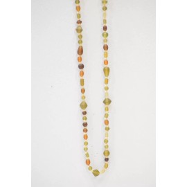 Unbranded Necklace Glass Assorted Light Brown Green Bead Knotted Necklace