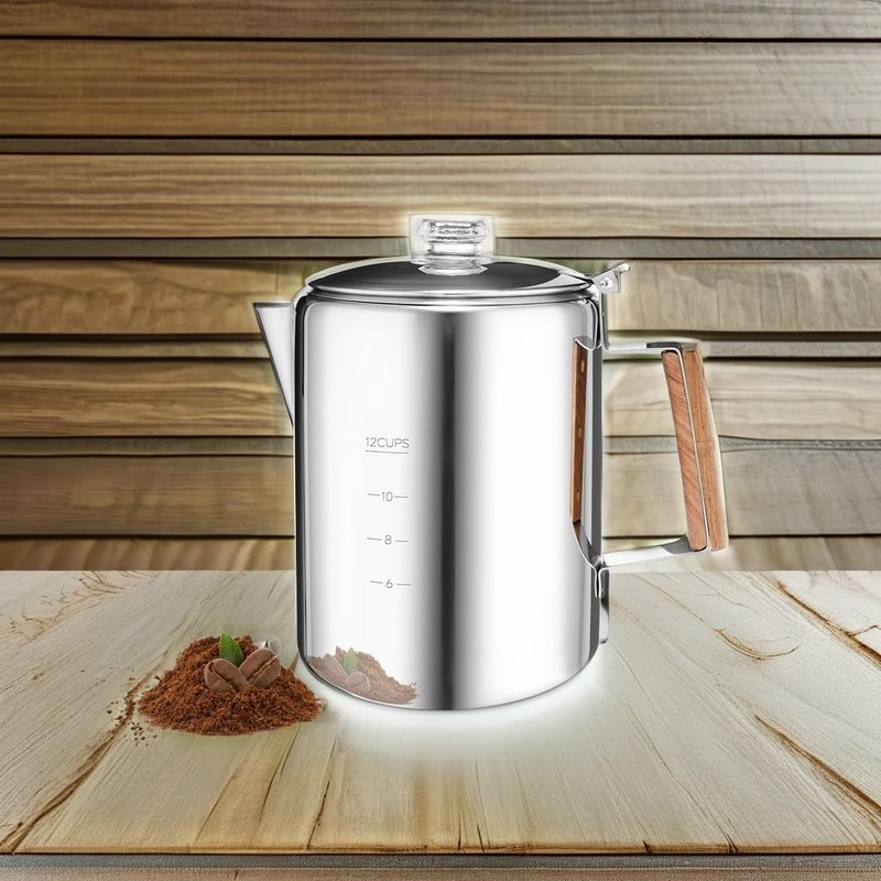 MEREZA Camping Percolator Coffee Pot 12 Cup Stove Top Coffee