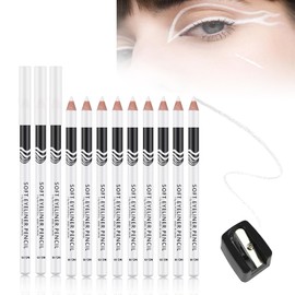 DEJIN White Eye Pencil 12 PCS White Pencil for Skin Marking, White Pencil Eyeliner, White Make up Pencil, White Skin Pencil - For Beginners or Professionals Eye Makeup, With Sharpener