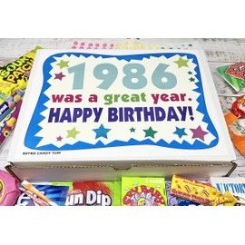 RETRO CANDY YUM ~ 1986 37th Birthday Gift Box of Nostalgic Retro Candy Assortment from Childhood for 37 Year Old Man or Woman Born 1986