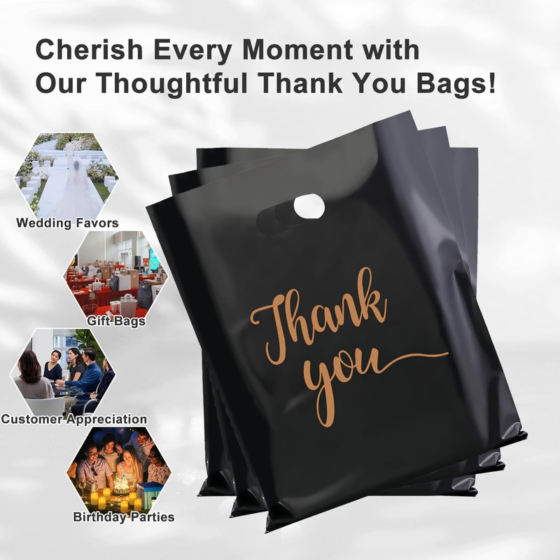 Gute 100 Pack Thank You Merchandise Bags, Extra Thick 2.36