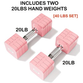 40 LB dumbbells Set 4 in 1 Adjustable Hand Weights Sets for Women Men Free Weights Dumbbell Set Adjust Dumbbell Weight Sets for Home Gym Exercise Workout Strength Training Equipments, Pink