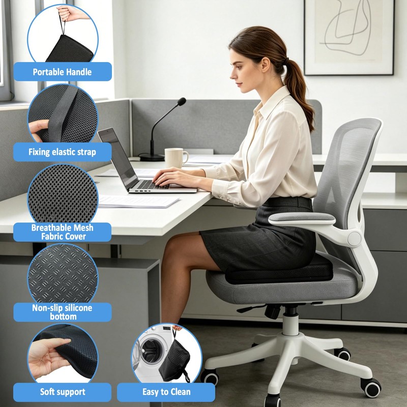 Honeycomb Gel Seat Cushion 16"x12" Foldable for Tailbone & Pressure