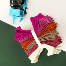 JAKIDAR 12 Pair Baby Toddler Socks Non-Slip Grip Cotton Ankle Socks for Boys Girls Non Skid Soles for Infants Kids, Magenta Fuchsia Brown,2-4T