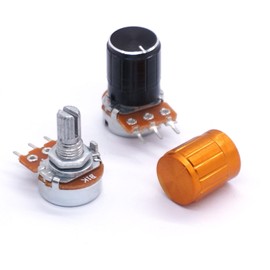 Taiss / 10pcs B100K Ohm Linear Potentiometer 3 Clamps Rotary Audio B Type Potentiometer, Volume Control Potentiometer + 10pcs Button (Black and Gold 5 Each)