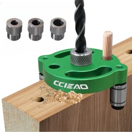 Self Centering Doweling Jig with Drill Bushings, Pocket Hole Jig Kit Dowel Drill Guide Straight Holes Puncher Dowel Jig Locator Woodworking Joints Tool (With 8 drill sets)