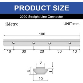 iMetrx 12 PSC 2020 Straight Line Inside Connector Corner Bracket Joint Plate Silver 20x20 Hardware T-Slotted Accessories V-Slot with Screws for 3D Printer Accessories 20x20 Aluminum Profile