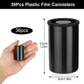 Amentalove 36Pcs Film Canisters 35mm, Film Canisters with Lids, Plastic Film Canisters, Film Jars with Lid, Waterproof Film Canisters with Sticker for Scientific Activity Small Accessories (Black)