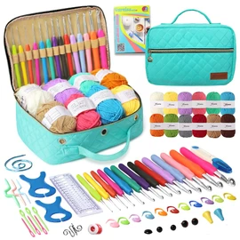 Yarniss Crochet Kits for Beginner, All-Inclusive Crochet Kit for Adults with 14 Size Ergonomic Crochet Hooks,12 Crochet Yarns Bundles & Crochet Storage Bag