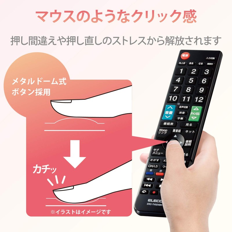 ELECOM TV Remote Control for Hitachi Wooo 【Easy-to-use remote control