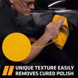 VIKING Microfiber Cleaning Cloth for Car Detailing Kit, Polishing Towels, Car Wax Removal Cloths, Yellow, 16 inch x 16 inch, 3 Pack