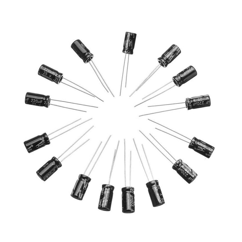 YFFSFDC Electrolytic Capacitors, 24 Types, 500 Pieces, Electronic Parts Bag,