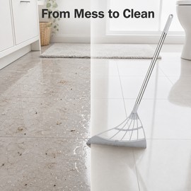 Silicone Floor Squeegee Broom for Pet Hair & Water - Washable Rubber Blade for Bathroom, Kitchen & Hard Floors