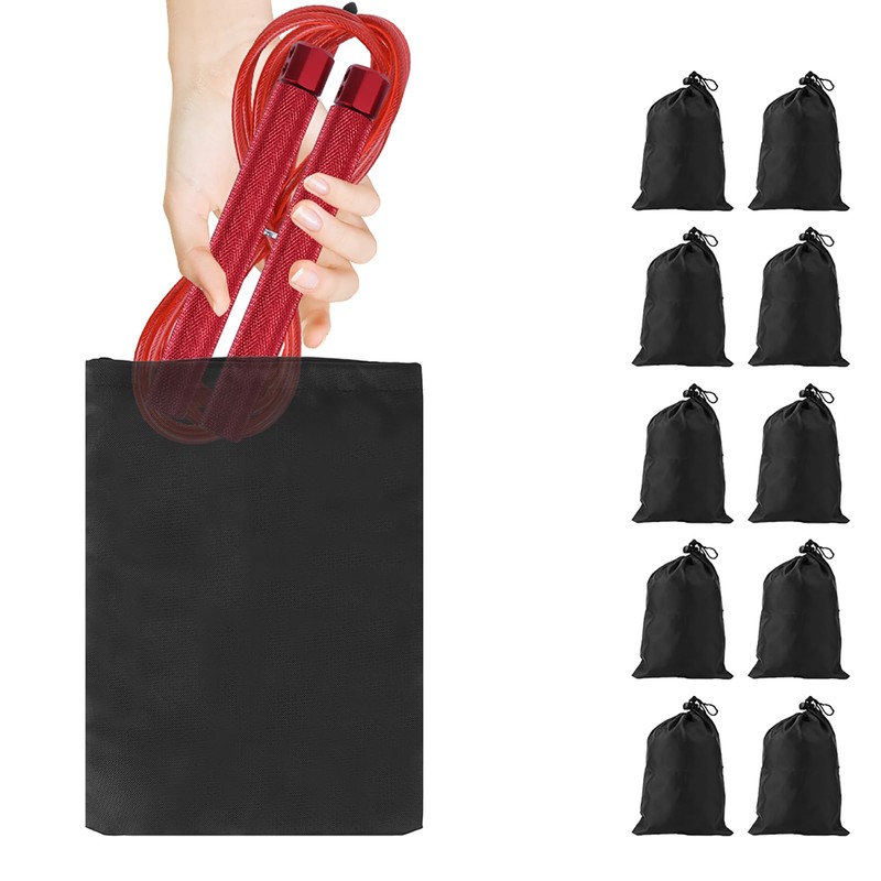 Keenso Black Drawstring Bag, 10 Pcs Portable Polyester Waterproof Drawstring