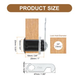 PATIKIL Cabinet Drawer Lock with Keys 2 Pcs 1" (25mm) Keyed Different Zinc Alloy Security Lock Cylinder Cam for Door Cupboard Household Mailbox Office Black