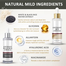 Rice Ampoule Duo White Rice Ampoule+Bl-ack Ri ce Am poule -Face Exfoliator Pore Minimizer for Fa ce - Soft Exfoliating Face & Body Scrub，Body Exfoliator Dead Skin Remover for fa ce for All Skin Types