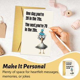 Funny 70th Birthday Card Gifts for Women Men, Happy 70th Birthday Cards with Gold Envelopes Greeting Card Gifts for 70 Year Old