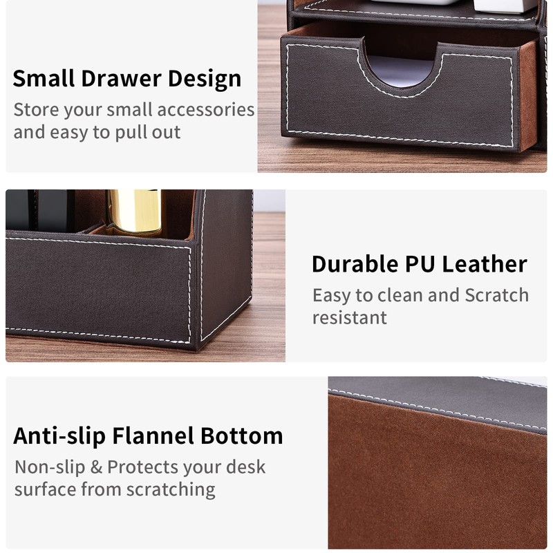 Kingfom™ 7 Desk Organiser, Storage Compartment, Multifunctional Functional, Faux Leather
