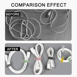 Organizador de Cables de Datos, Cord Cable Organizer de Silicona Reutilizable, Nuevo Bridas de Silicona Ajustables, Organizador de Gestión de Cables Multiusos Portátil Juego 6 Colores