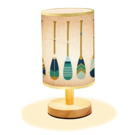 LOPYEIJFG Minimalist Bedside Table Lamp Painted Wooden Canoe Oar Modern Contemporary Coastal Beach Decor Set Wood Nightstand Lamp 5.5x11inch