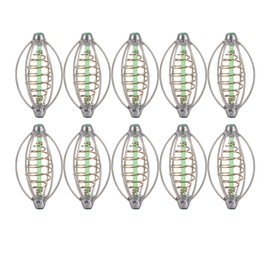 10PCS Stainless Steel Spring Fishing Feeder Bait Cage Holder Tackle Accessory with Pendant BeadL 20g