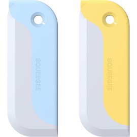 2 Pack Small Squeegees, Mini Squeegee for Windows, Mirrors, Bathroom Glass Shower Mirrors and Counter, Kitchen Countertops and Sink. Dish Scraper for Cleaning Up Dish Residue. 2 Packset(Blue & Yellow)