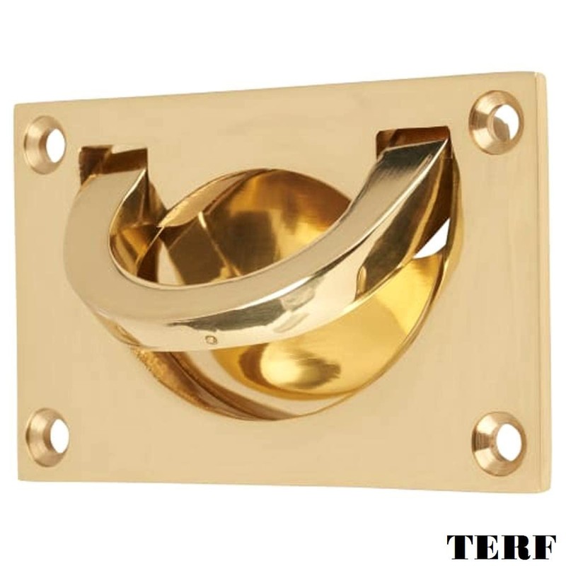 TERF® Traditional Vintage Polished Brass Flush Drop Pull Handle 90mm