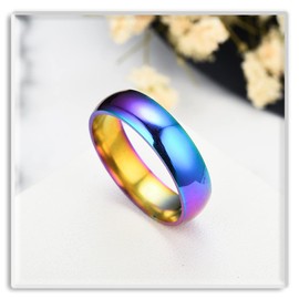 Xusamss Fashion Simple Colorful Stainless Steel Band Ring(Color(11))